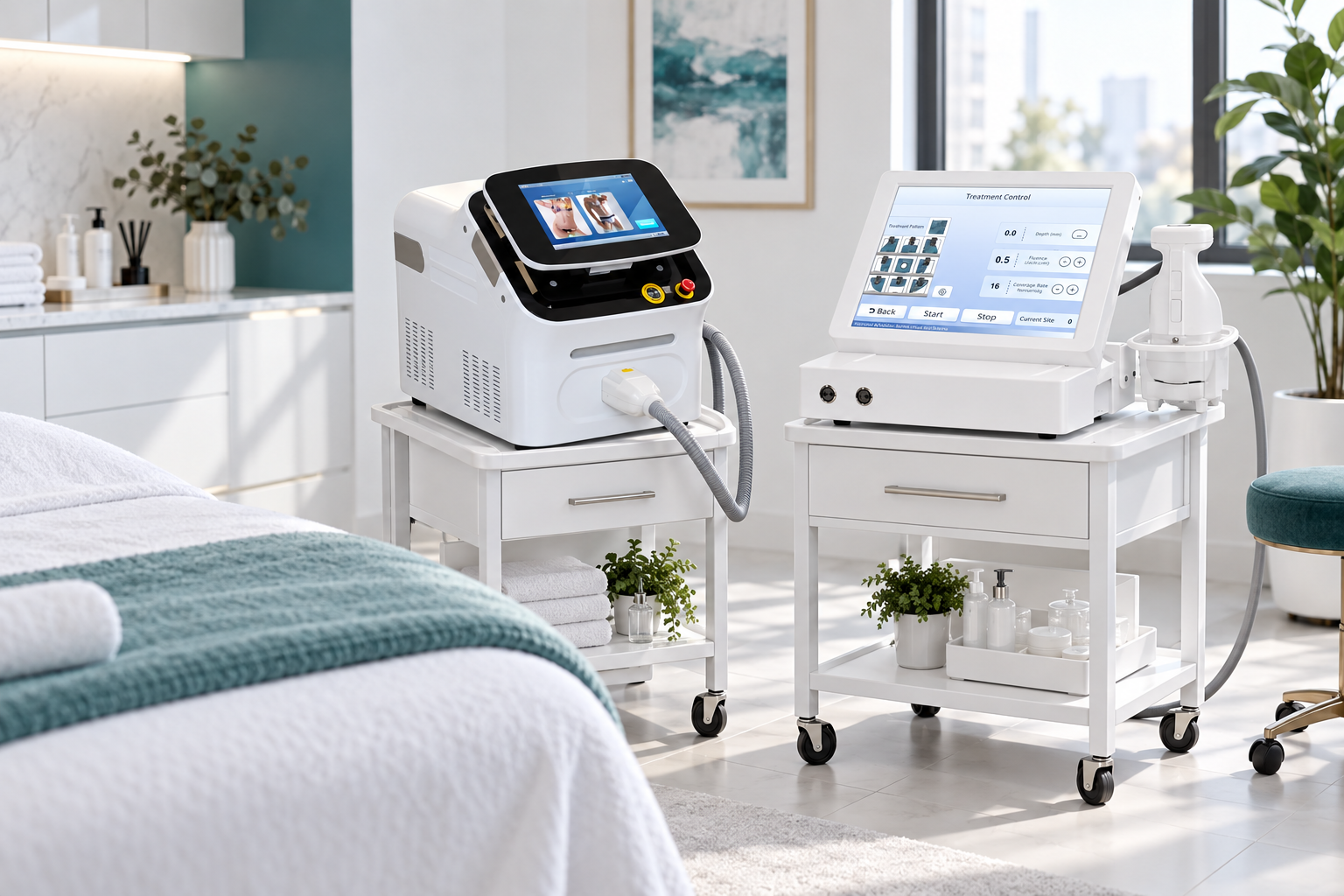 Equipos ADSS y Lipo Max en un gabinete de estética